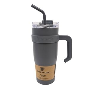 Hydraflow Capri Graphite Gray Insulated Tumbler with Straw, Triple Wall Layer